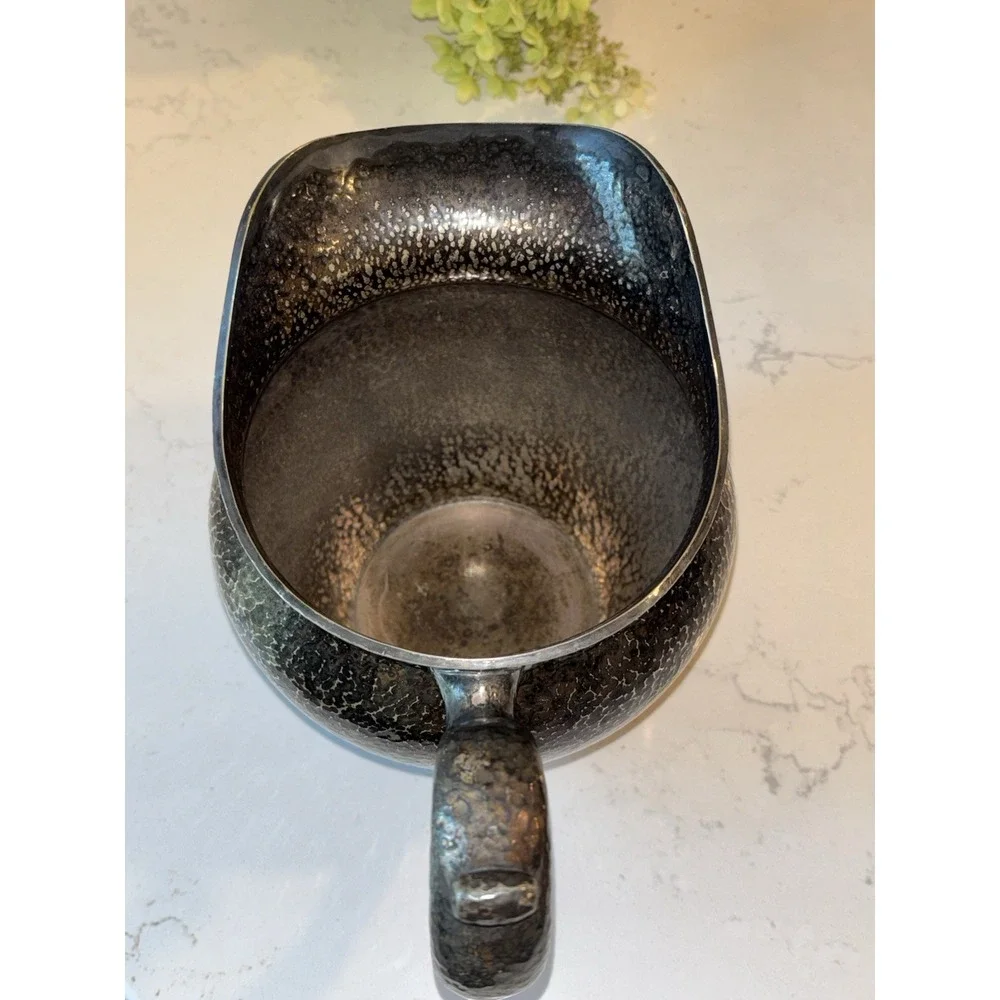 Antique Barbour Silver Co BSCEP Hammered Pitcher 05173 Dark Patina Arts Crafts